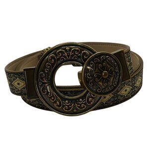 Vintage Chicos Slide Adjustable Belt With Hook Buckle Jacquard‎ Fabric M/L